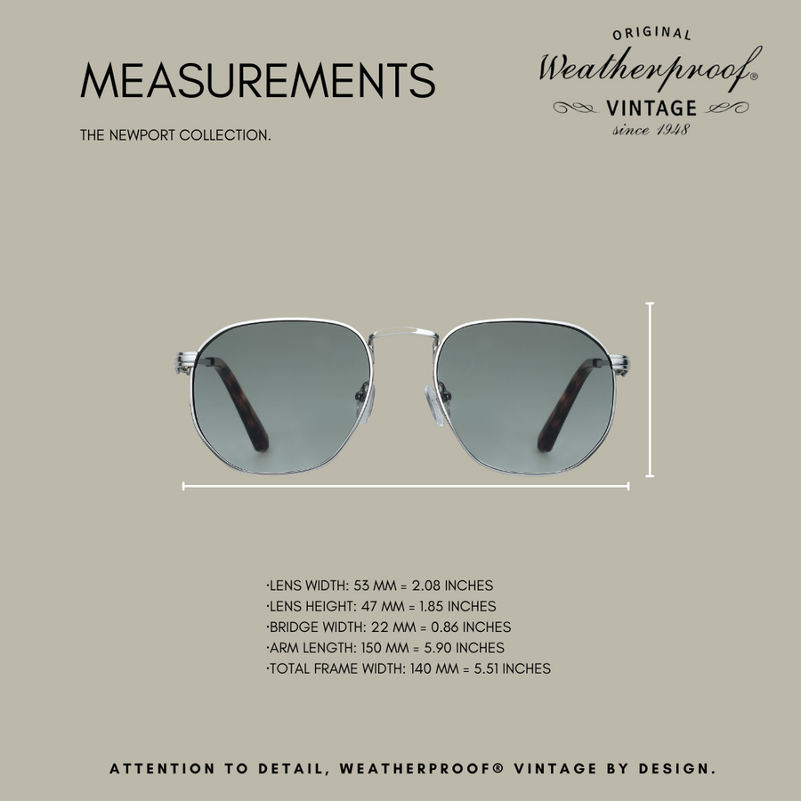 Weatherproof Vintage Designer Sunglasses for Men, UV400 Protection, Durable Metal Square Aviator Frame with Tortoise Tip - Matte Silver - Newport by